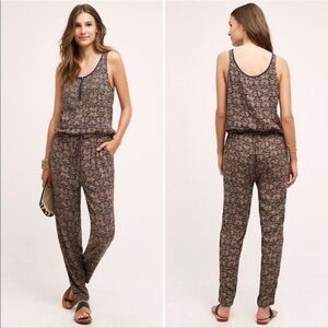 Anthropologie Tiny Chine Beaded Jumpsuit In Brown Motif NWT Size Medium Petite